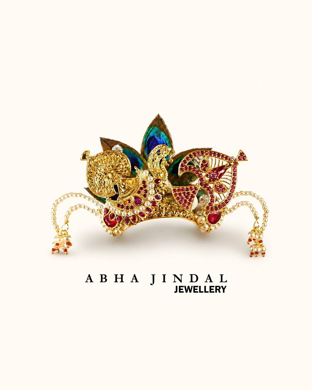 Deity Mukut, a mukut & head adornments piece associated in the caption with Shrinathji, Thakorji, Krishna.
