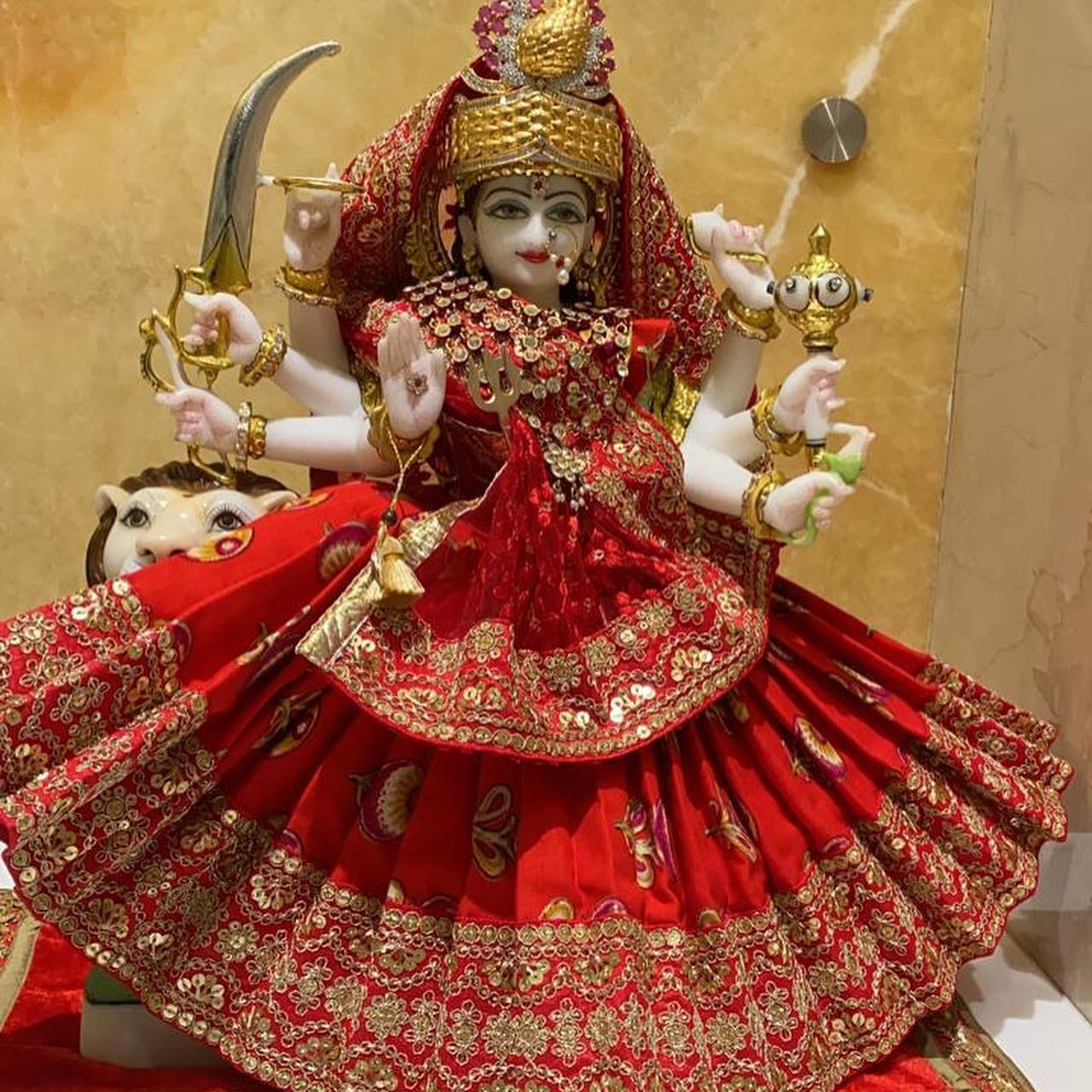 Deity Poshak and Shringar Gallery, a poshak & shringar piece associated in the caption with Radha Krishna, Krishna, shown in a 11-image Instagram carousel. Image 3 of 11.
