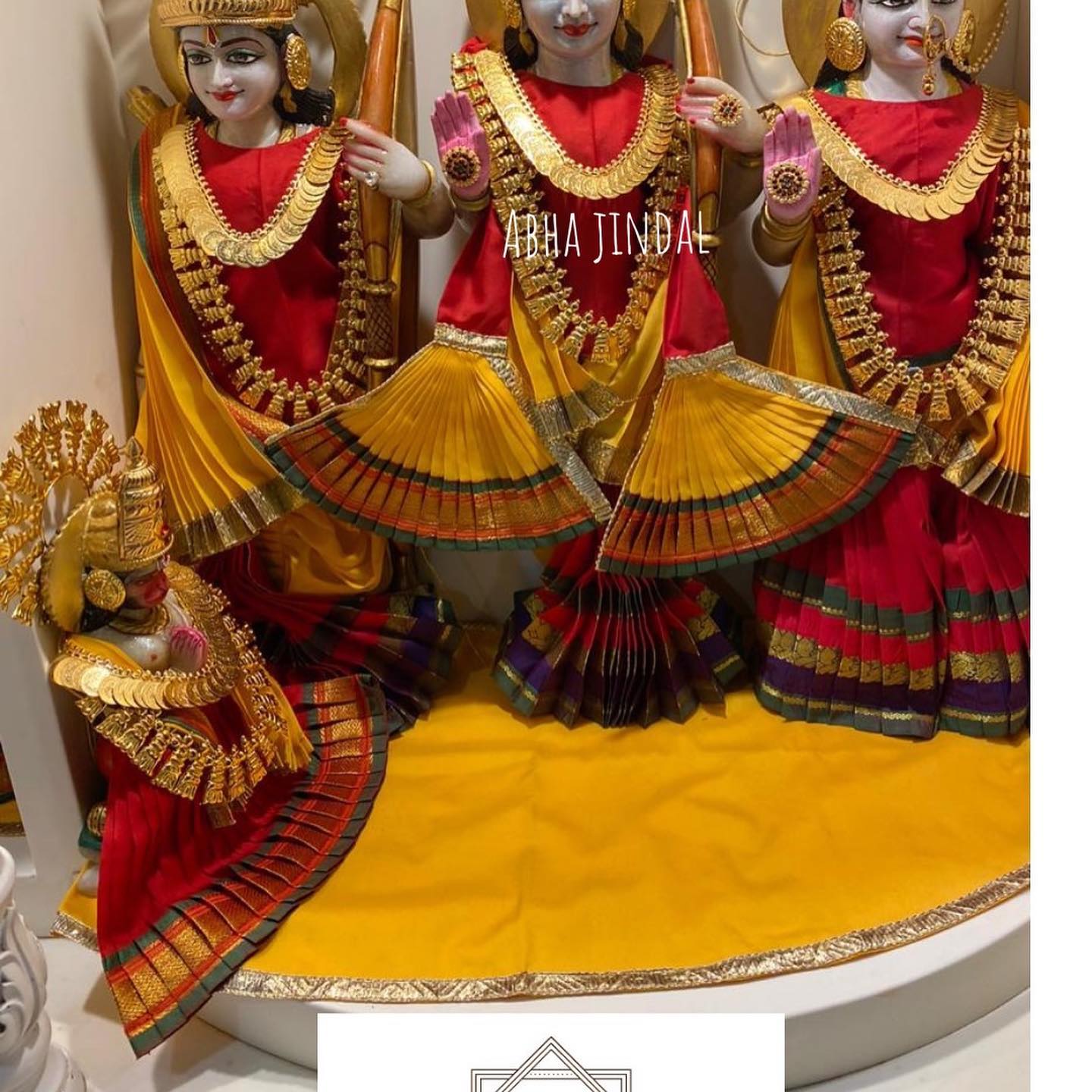 Deity Poshak and Shringar Gallery, a poshak & shringar piece associated in the caption with Radha Krishna, Krishna, shown in a 11-image Instagram carousel. Image 7 of 11.